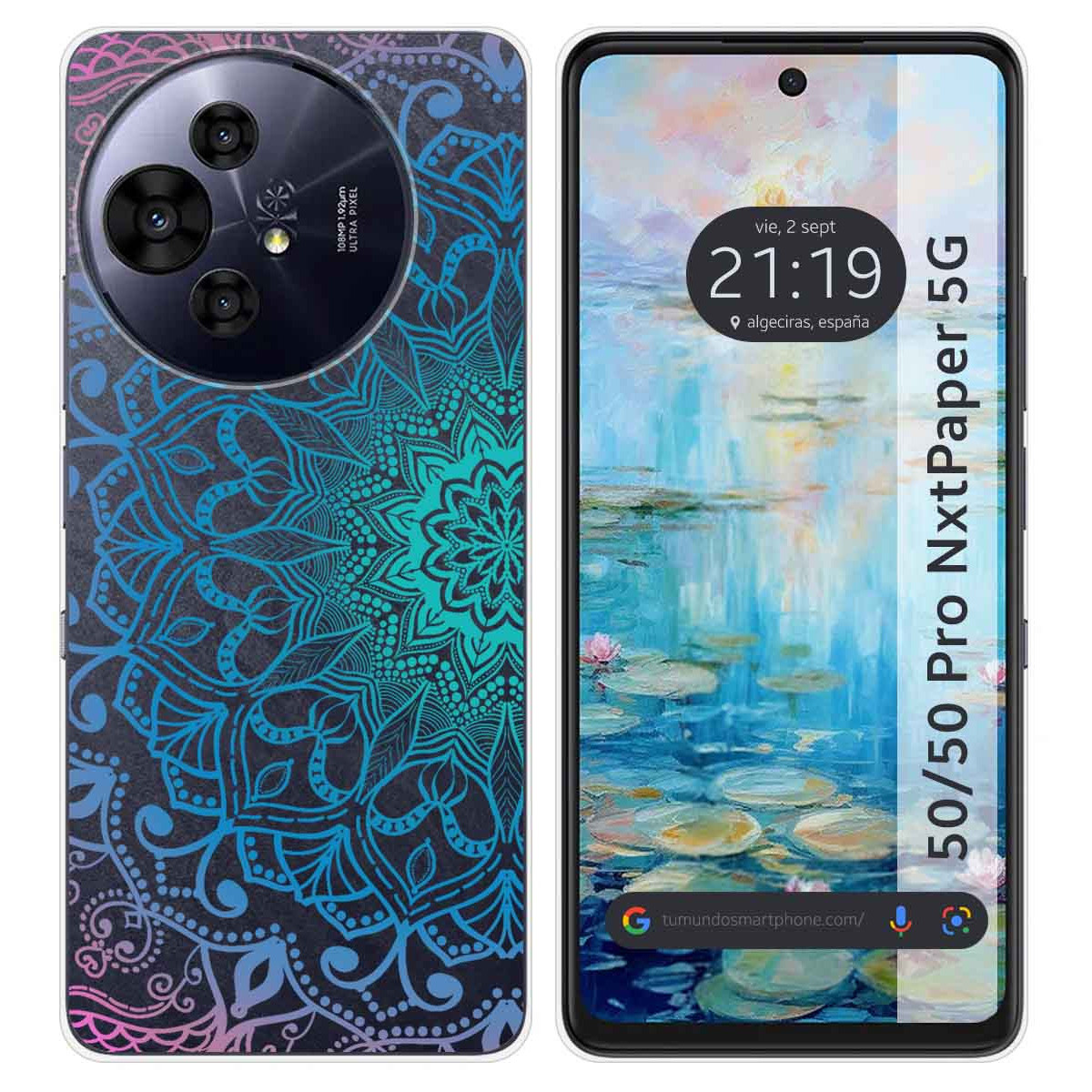 Funda Silicona Transparente para TCL 50 / 50 Pro NXTPAPER 5G diseño Mandala Dibujos