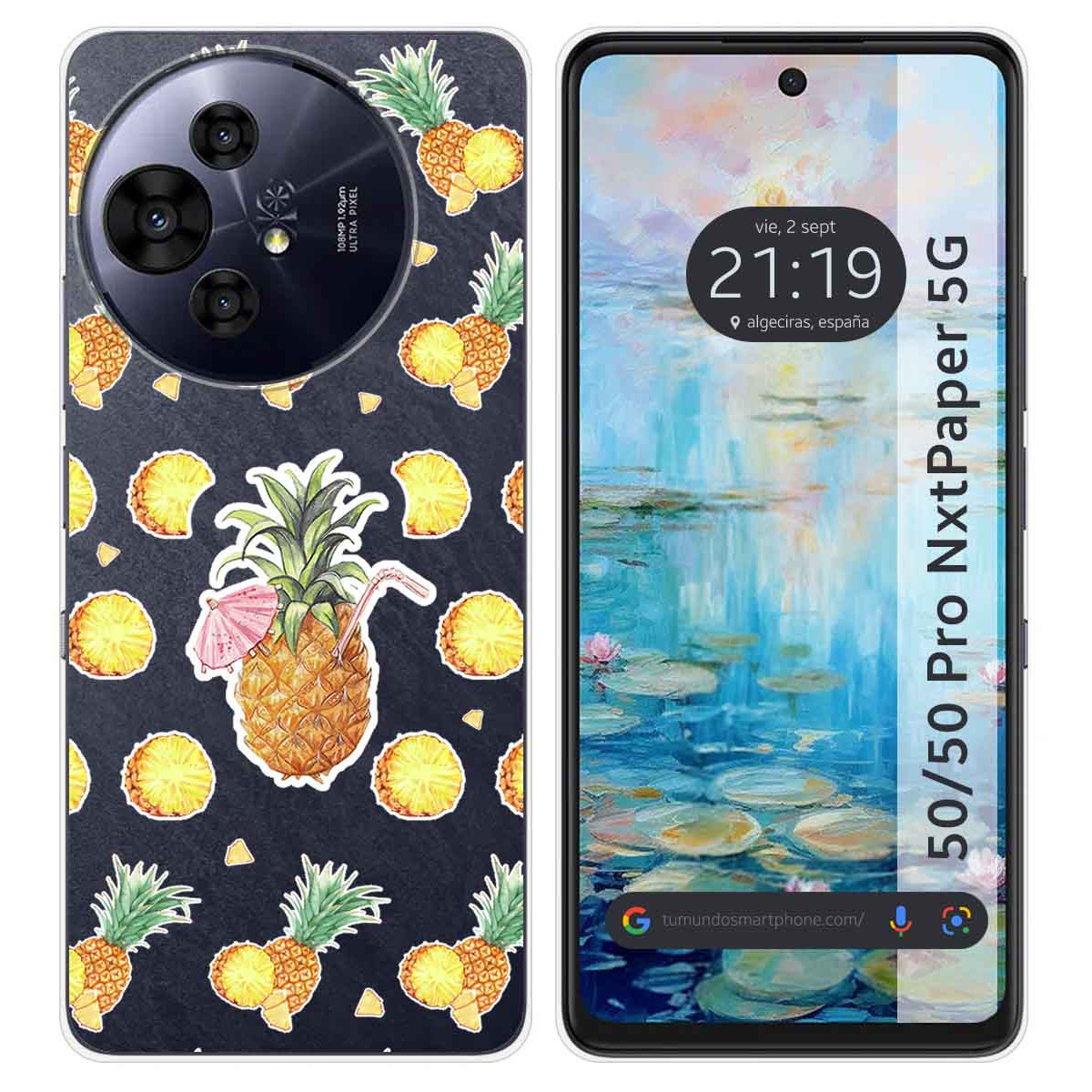 Funda Silicona Transparente para TCL 50 / 50 Pro NXTPAPER 5G diseño Piña Dibujos