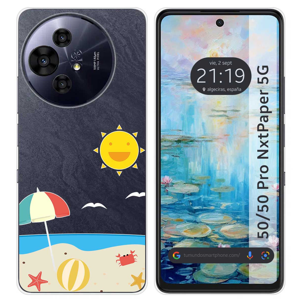 Funda Silicona Transparente para TCL 50 / 50 Pro NXTPAPER 5G diseño Playa Dibujos