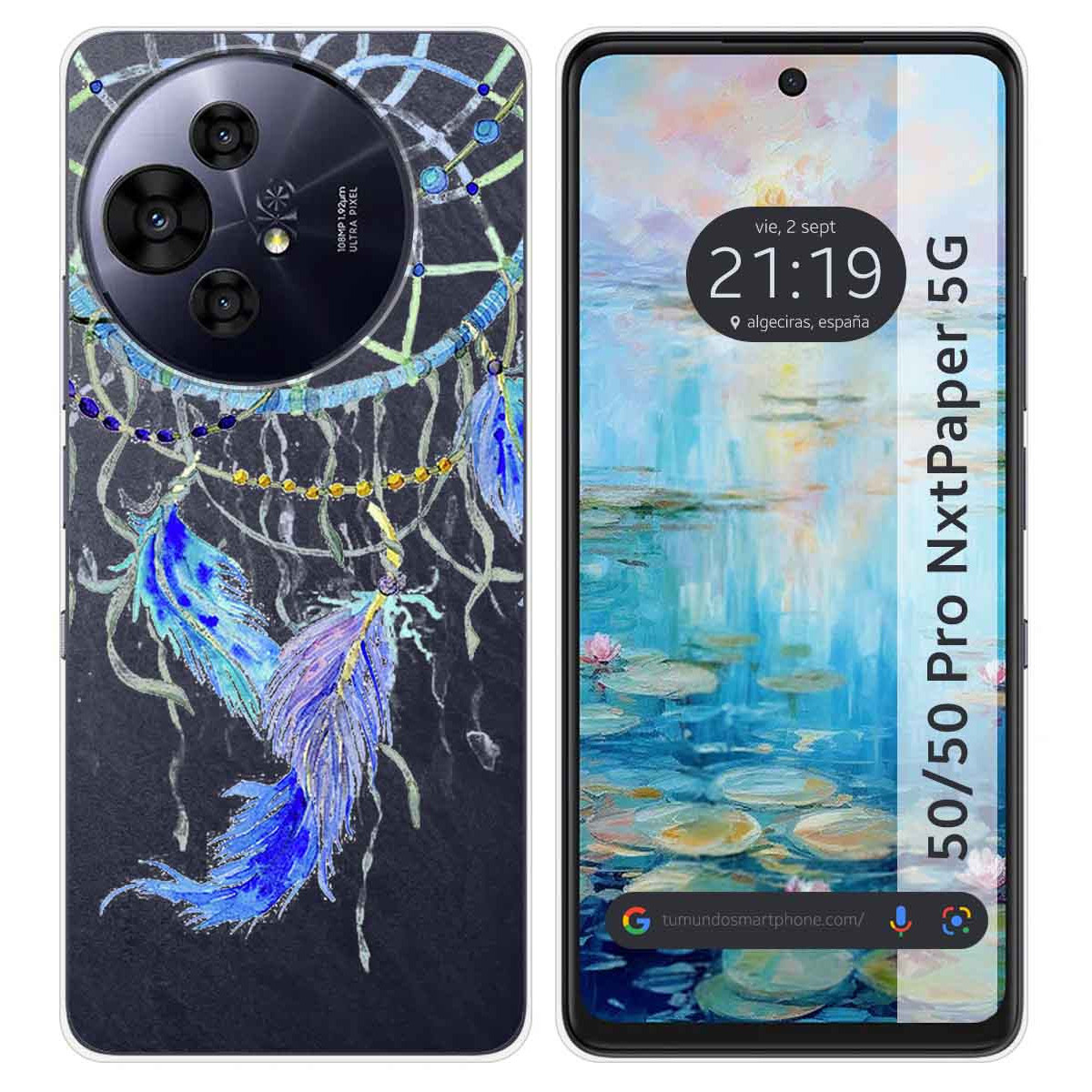 Funda Silicona Transparente para TCL 50 / 50 Pro NXTPAPER 5G diseño Plumas Dibujos