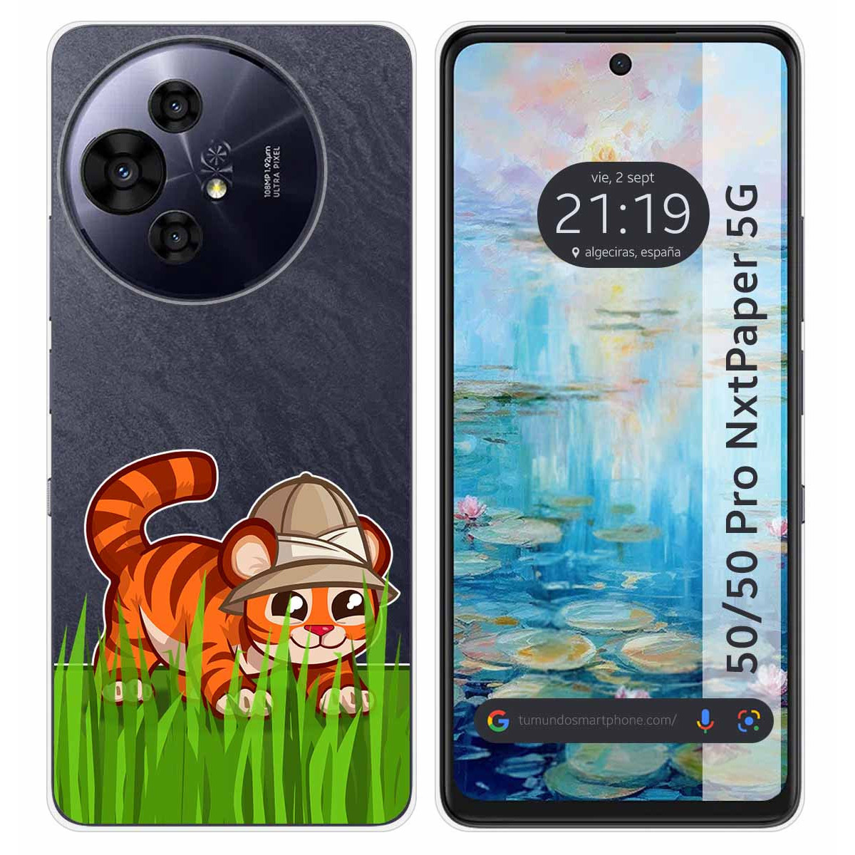 Funda Silicona Transparente para TCL 50 / 50 Pro NXTPAPER 5G diseño Tigre Dibujos