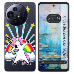 Funda Silicona Transparente para TCL 50 / 50 Pro NXTPAPER 5G diseño Unicornio Dibujos