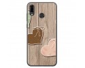 Funda Gel Tpu para Huawei Honor Play Diseño Corazones Madera Dibujos