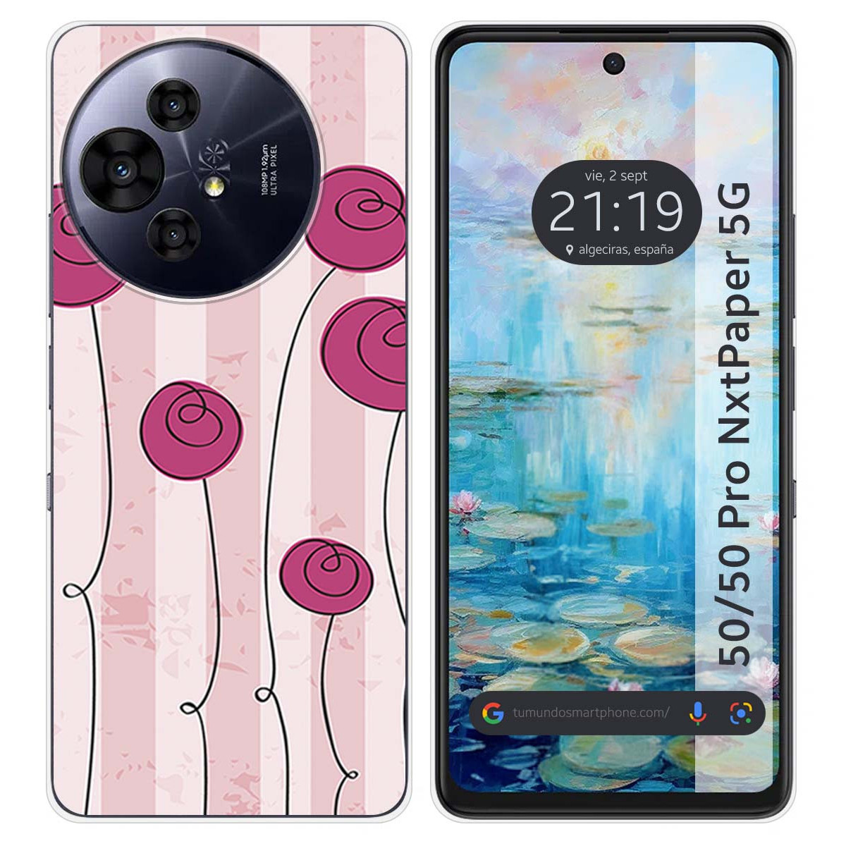 Funda Silicona para TCL 50 / 50 Pro NXTPAPER 5G diseño Flores Vintage Dibujos