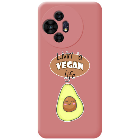 Funda Silicona Líquida Rosa para TCL 50 / 50 Pro NXTPAPER 5G diseño Vegan Life Dibujos