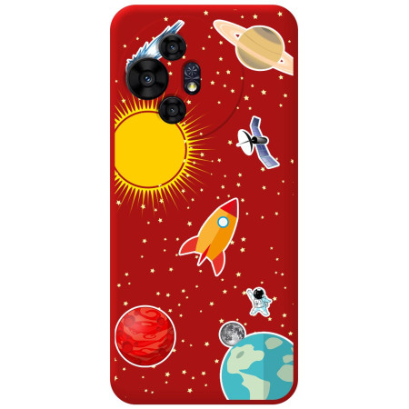 Funda Silicona Líquida Roja para TCL 50 / 50 Pro NXTPAPER 5G diseño Espacio Dibujos