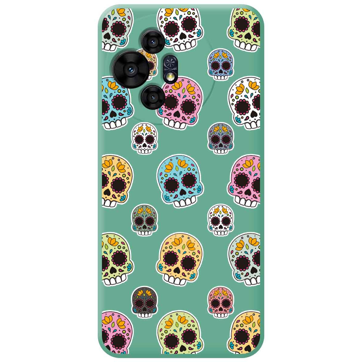 Funda Silicona Líquida Verde para TCL 50 / 50 Pro NXTPAPER 5G diseño Catrina Dibujos