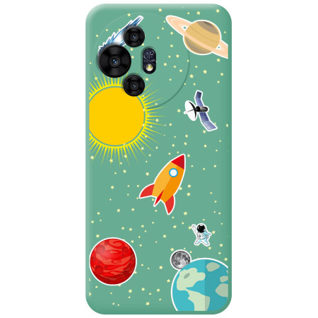 Funda Silicona Líquida Verde para TCL 50 / 50 Pro NXTPAPER 5G diseño Espacio Dibujos