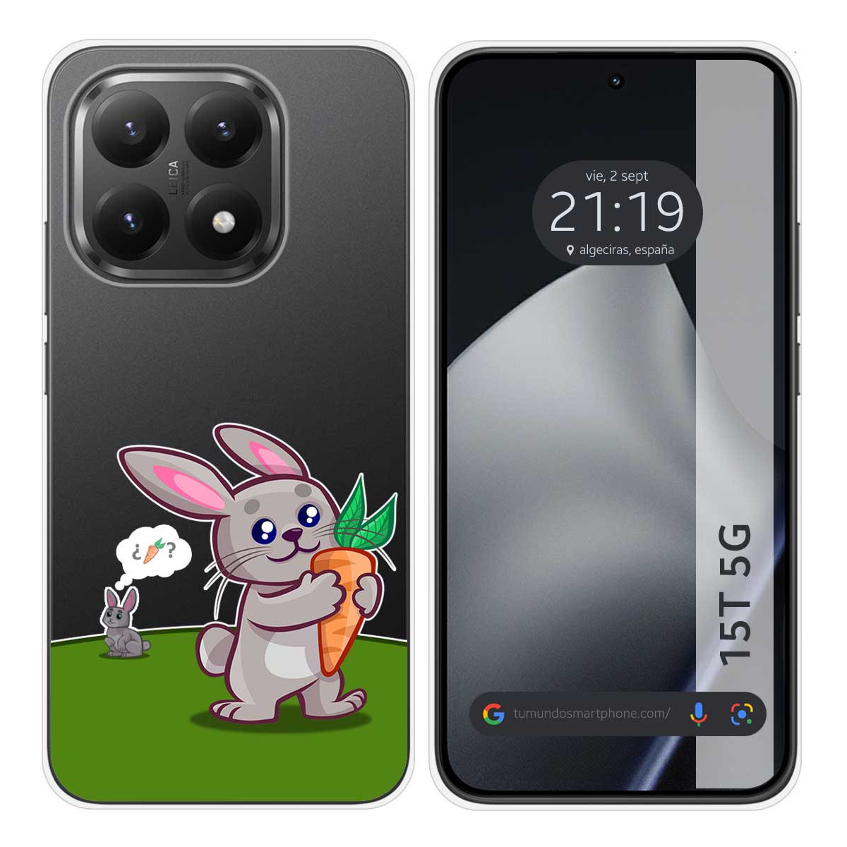 Funda Silicona Transparente para Xiaomi 15T 5G diseño Conejo Dibujos