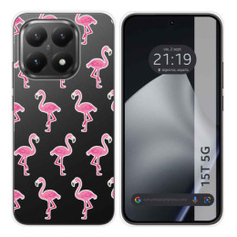 Funda Silicona Transparente para Xiaomi 15T 5G diseño Flamenco Dibujos
