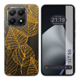 Funda Silicona Transparente para Xiaomi 15T 5G diseño Hojas Dibujos