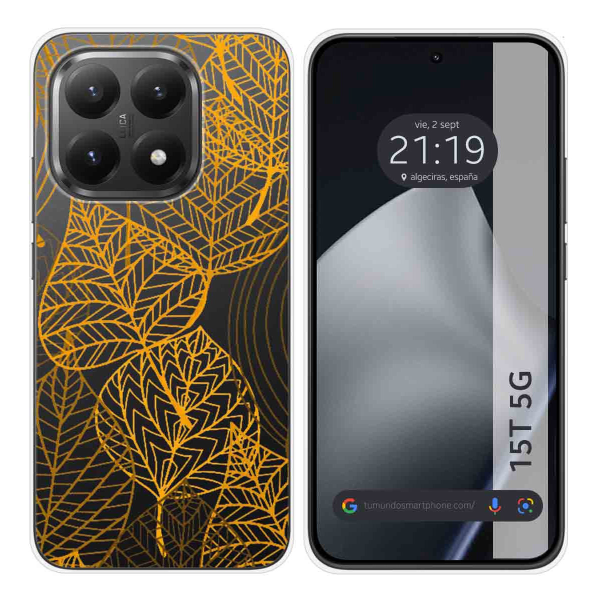 Funda Silicona Transparente para Xiaomi 15T 5G diseño Hojas Dibujos