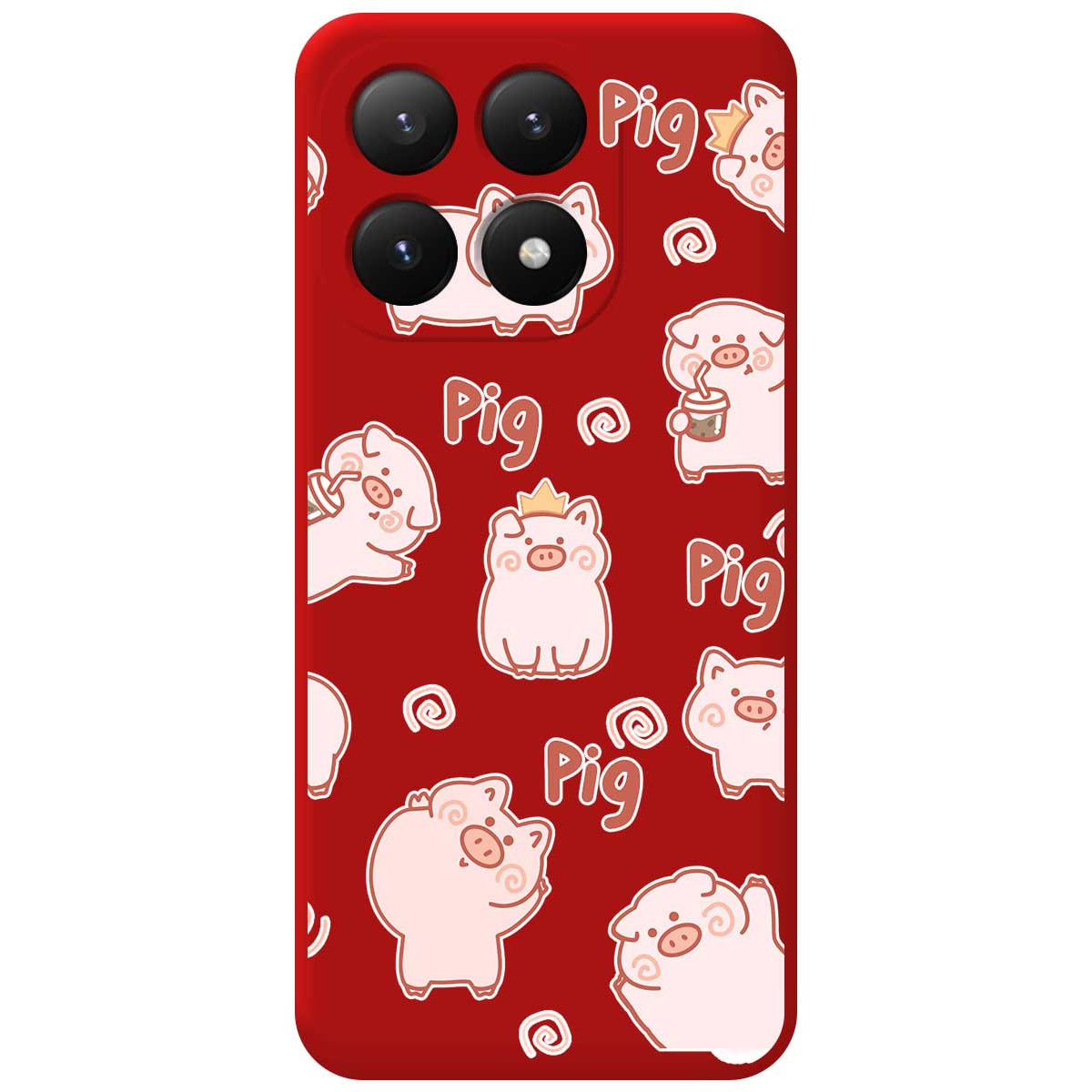 Funda Silicona Líquida Roja para Xiaomi 15T 5G diseño Cerdos Dibujos
