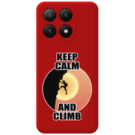 Funda Silicona Líquida Roja para Xiaomi 15T 5G diseño Hombre Escalada Dibujos