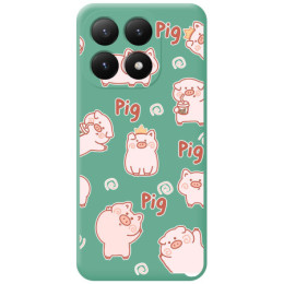 Funda Silicona Líquida Verde para Xiaomi 15T 5G diseño Cerdos Dibujos