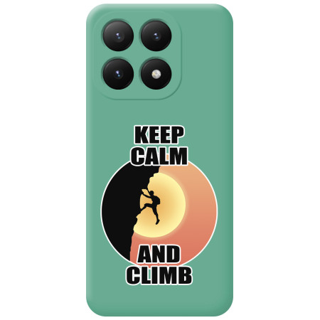 Funda Silicona Líquida Verde para Xiaomi 15T 5G diseño Hombre Escalada Dibujos