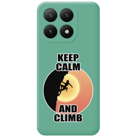 Funda Silicona Líquida Verde para Xiaomi 15T 5G diseño Mujer Escalada Dibujos