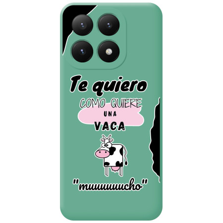 Funda Silicona Líquida Verde para Xiaomi 15T 5G diseño Vaca Dibujos