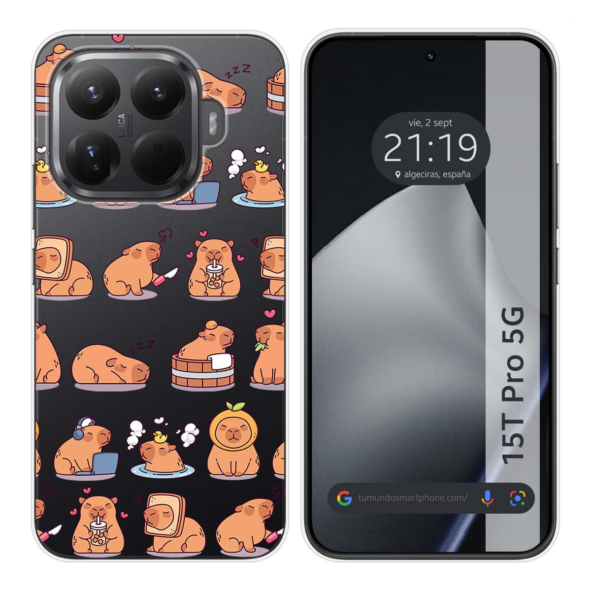 Funda Silicona Transparente para Xiaomi 15T Pro 5G diseño Capibara 01 Dibujos