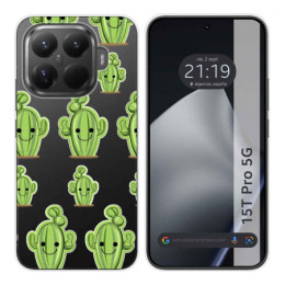 Funda Silicona Transparente para Xiaomi 15T Pro 5G diseño Cactus Dibujos