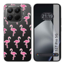 Funda Silicona Transparente para Xiaomi 15T Pro 5G diseño Flamenco Dibujos