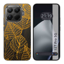 Funda Silicona Transparente para Xiaomi 15T Pro 5G diseño Hojas Dibujos