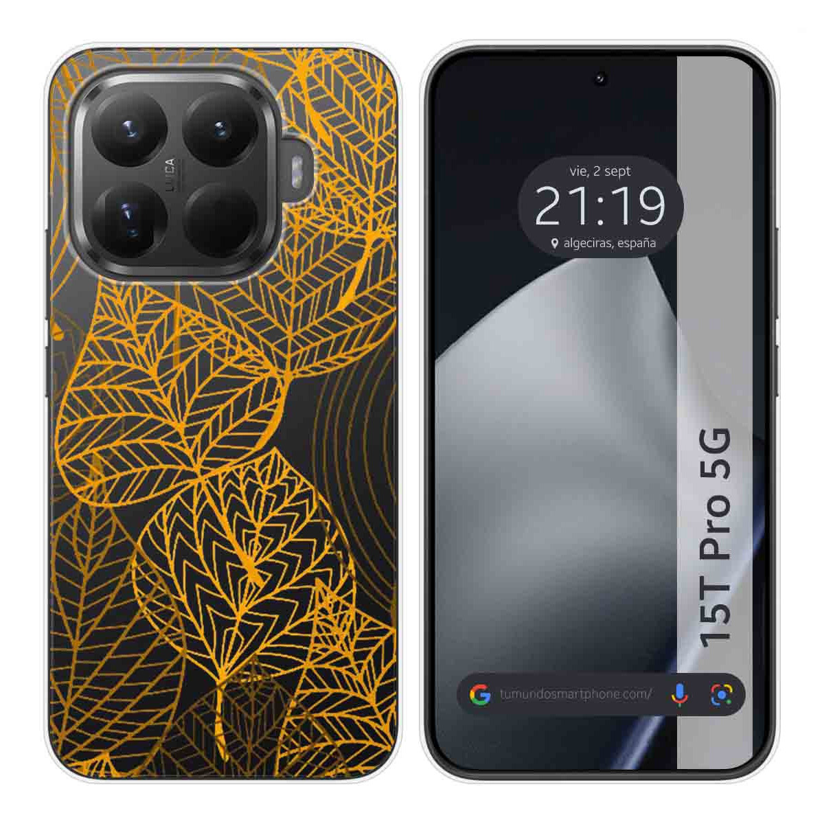 Funda Silicona Transparente para Xiaomi 15T Pro 5G diseño Hojas Dibujos