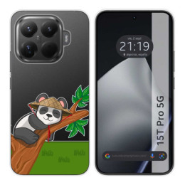 Funda Silicona Transparente para Xiaomi 15T Pro 5G diseño Panda Dibujos