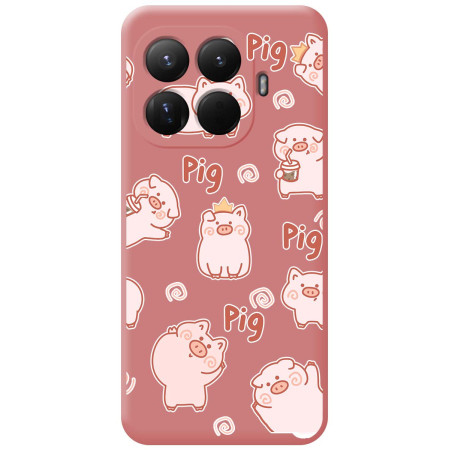 Funda Silicona Líquida Rosa para Xiaomi 15T Pro 5G diseño Cerdos Dibujos