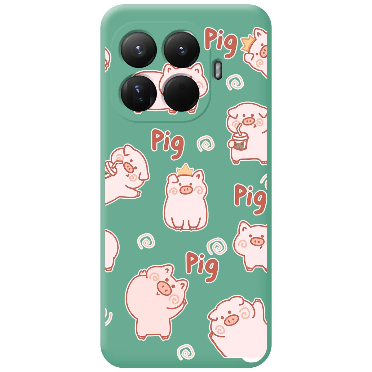 Funda Silicona Líquida Verde para Xiaomi 15T Pro 5G diseño Cerdos Dibujos