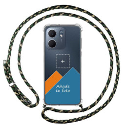 Personaliza tu Funda Colgante Transparente para Oppo A5x con Cordon Verde / Dorado Dibujo Personalizada