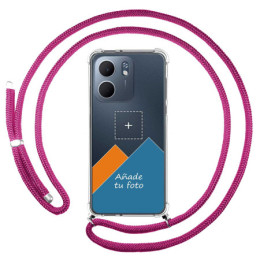 Personaliza tu Funda Colgante Transparente para Oppo A5x con Cordon Rosa Fucsia Dibujo Personalizada