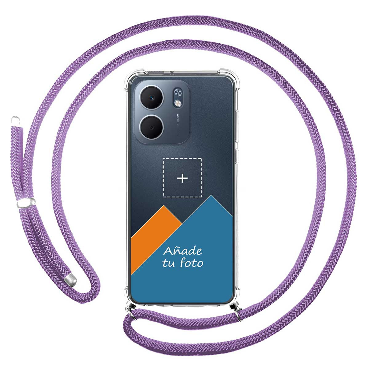 Personaliza tu Funda Colgante Transparente para Oppo A5x con Cordon Morado Dibujo Personalizada