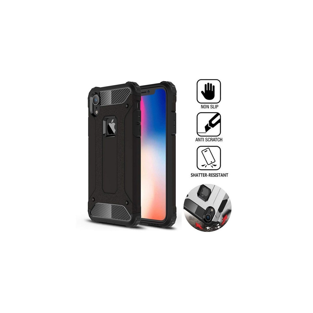 Funda Tipo Hybrid Tough Armor (Pc+Tpu) Negra para Iphone Xr