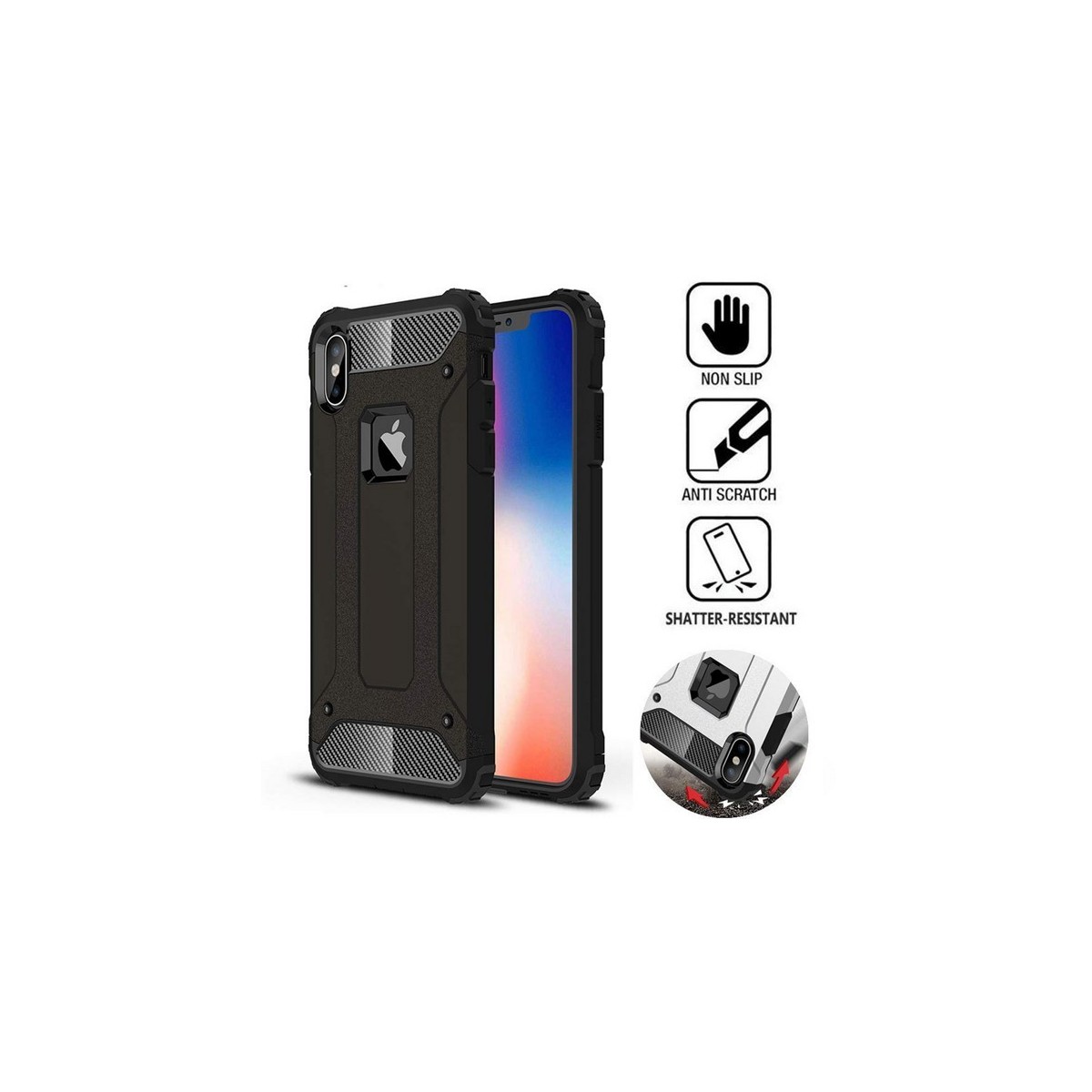 Funda Tipo Hybrid Tough Armor (Pc+Tpu) Negra para Iphone XS Max