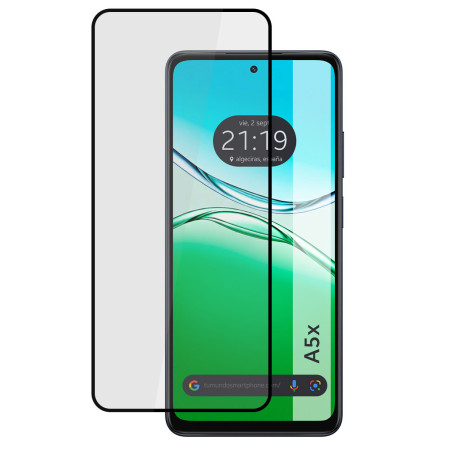 Protector Cristal Templado Completo 5D Full Glue Negro para Oppo A5x Vidrio