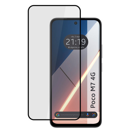 Protector Cristal Templado Completo 5D Full Glue Negro para Xiaomi Poco M7 4G Vidrio