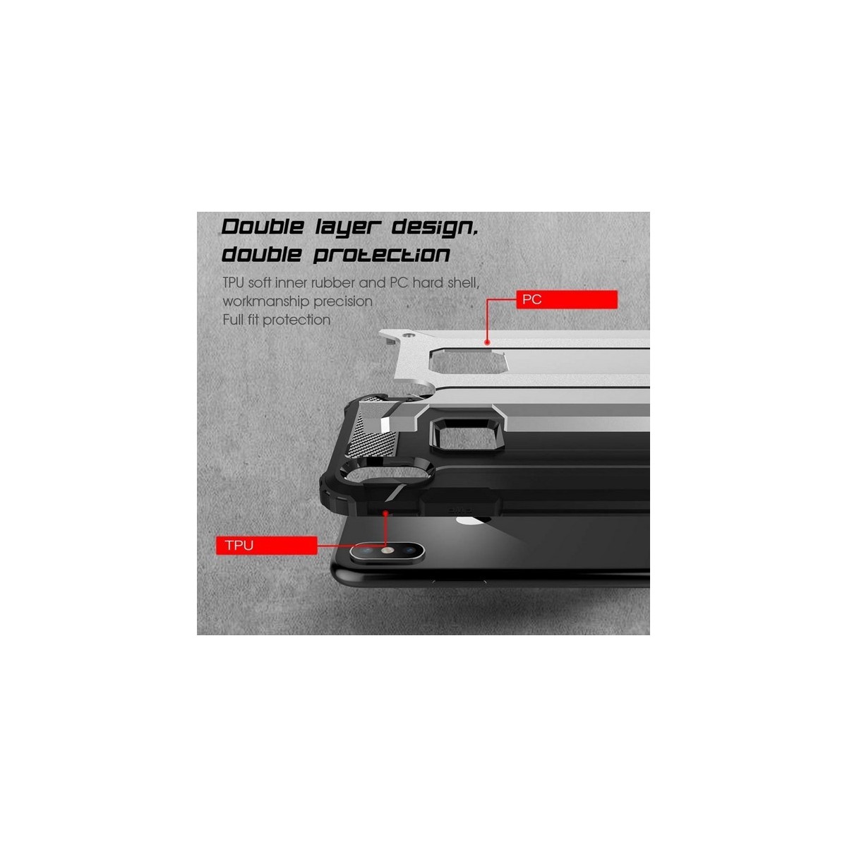 Funda Tipo Hybrid Tough Armor (Pc+Tpu) Negra para Iphone XS Max