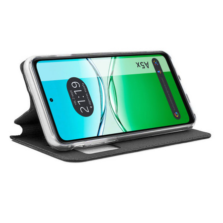 Funda Libro Soporte con Ventana para Oppo A5x color Negra