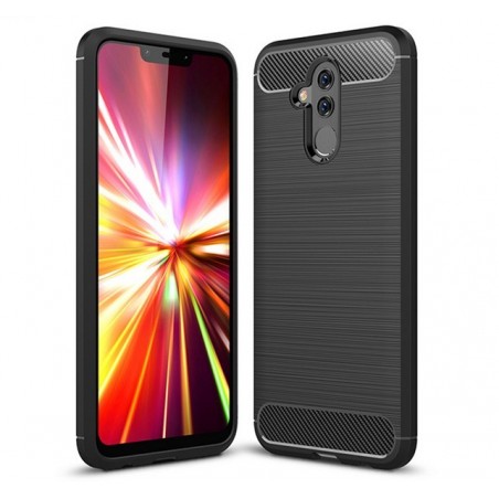 Funda Gel Tpu Tipo Carbon Negra para Huawei Mate 20 Lite