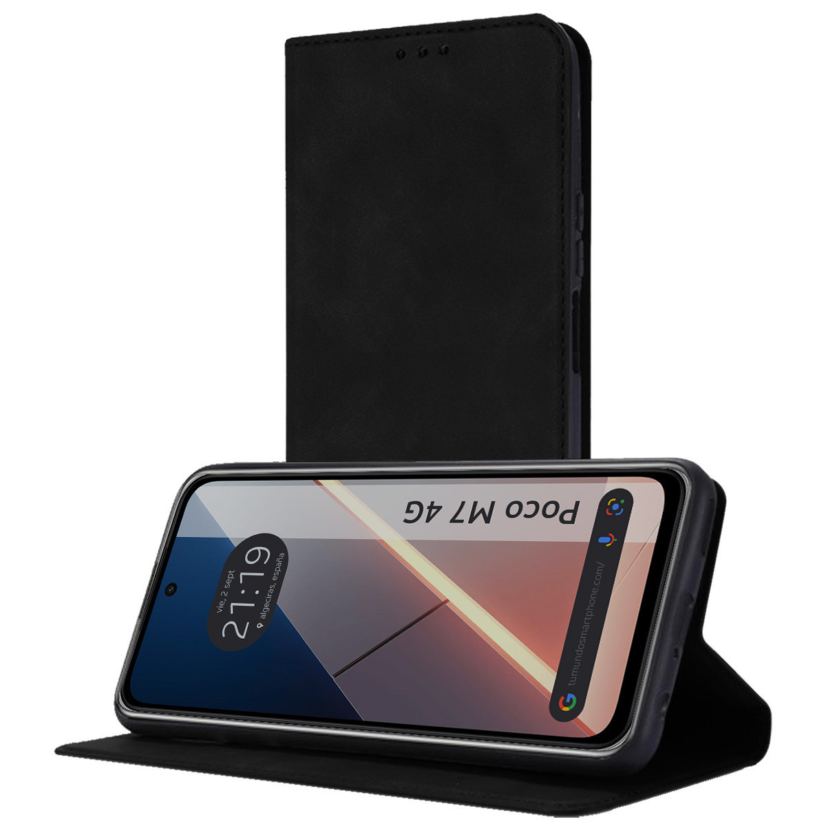 Funda Libro de Polipiel con tarjetero para Xiaomi Poco M7 4G color Negra
