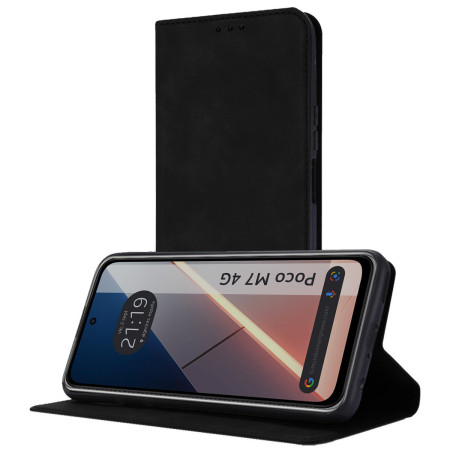 Funda Libro de Polipiel con tarjetero para Xiaomi Poco M7 4G color Negra