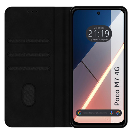 Funda Libro de Polipiel con tarjetero para Xiaomi Poco M7 4G color Negra