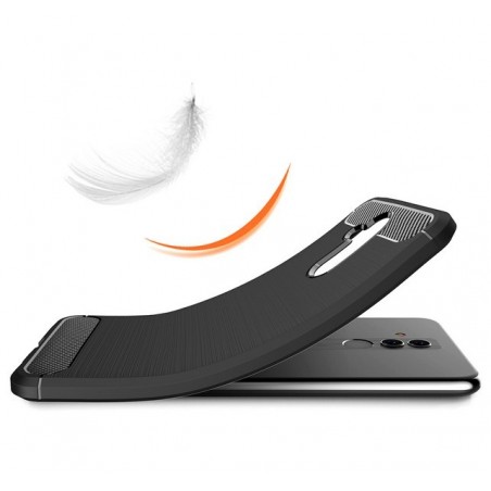 Funda Gel Tpu Tipo Carbon Negra para Huawei Mate 20 Lite