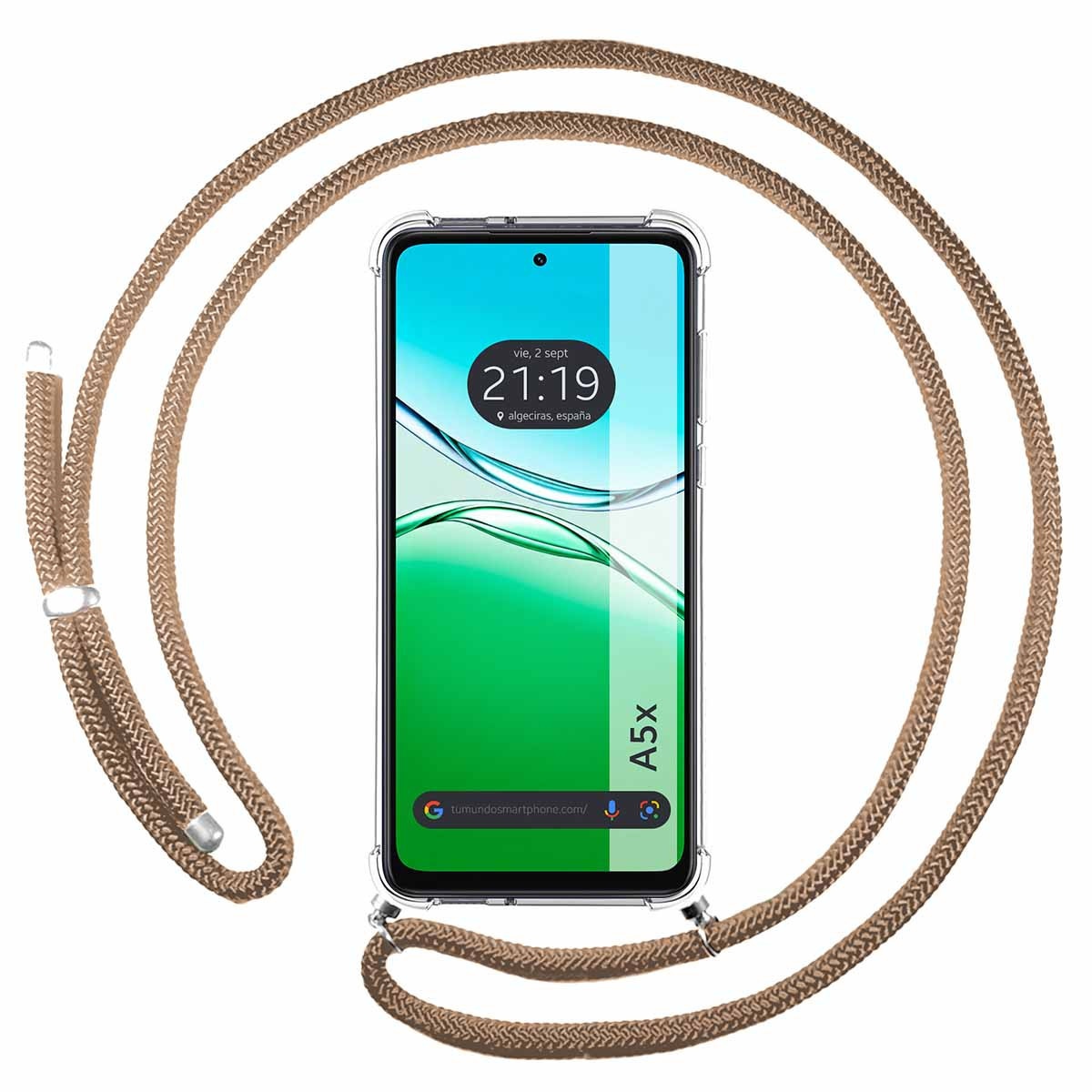 Funda Colgante Transparente para Oppo A5x con Cordon Camel