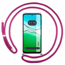 Funda Colgante Transparente para Oppo A5x con Cordon Rosa Fucsia
