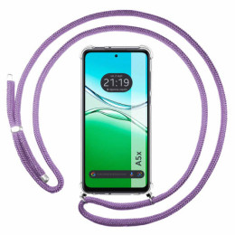 Funda Colgante Transparente para Oppo A5x con Cordon Morado