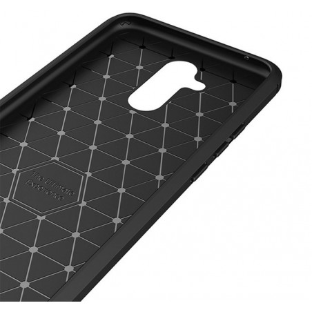 Funda Gel Tpu Tipo Carbon Negra para Huawei Mate 20 Lite