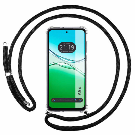 Funda Colgante Transparente para Oppo A5x con Cordon Negro