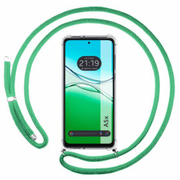 Funda Colgante Transparente para Oppo A5x con Cordon Verde Agua